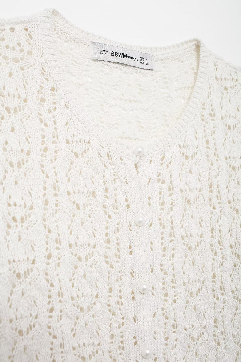 Women’s White Button Front Jacquard Knit Jacket