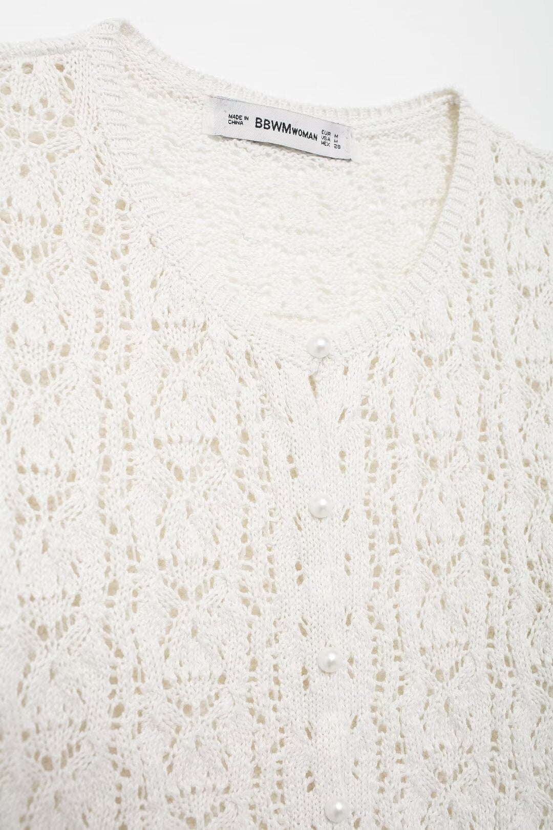 Women’s White Button Front Jacquard Knit Jacket