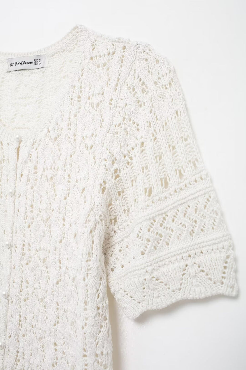 Women’s White Button Front Jacquard Knit Jacket