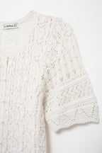 Women’s White Button Front Jacquard Knit Jacket