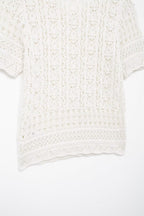 Women’s White Button Front Jacquard Knit Jacket