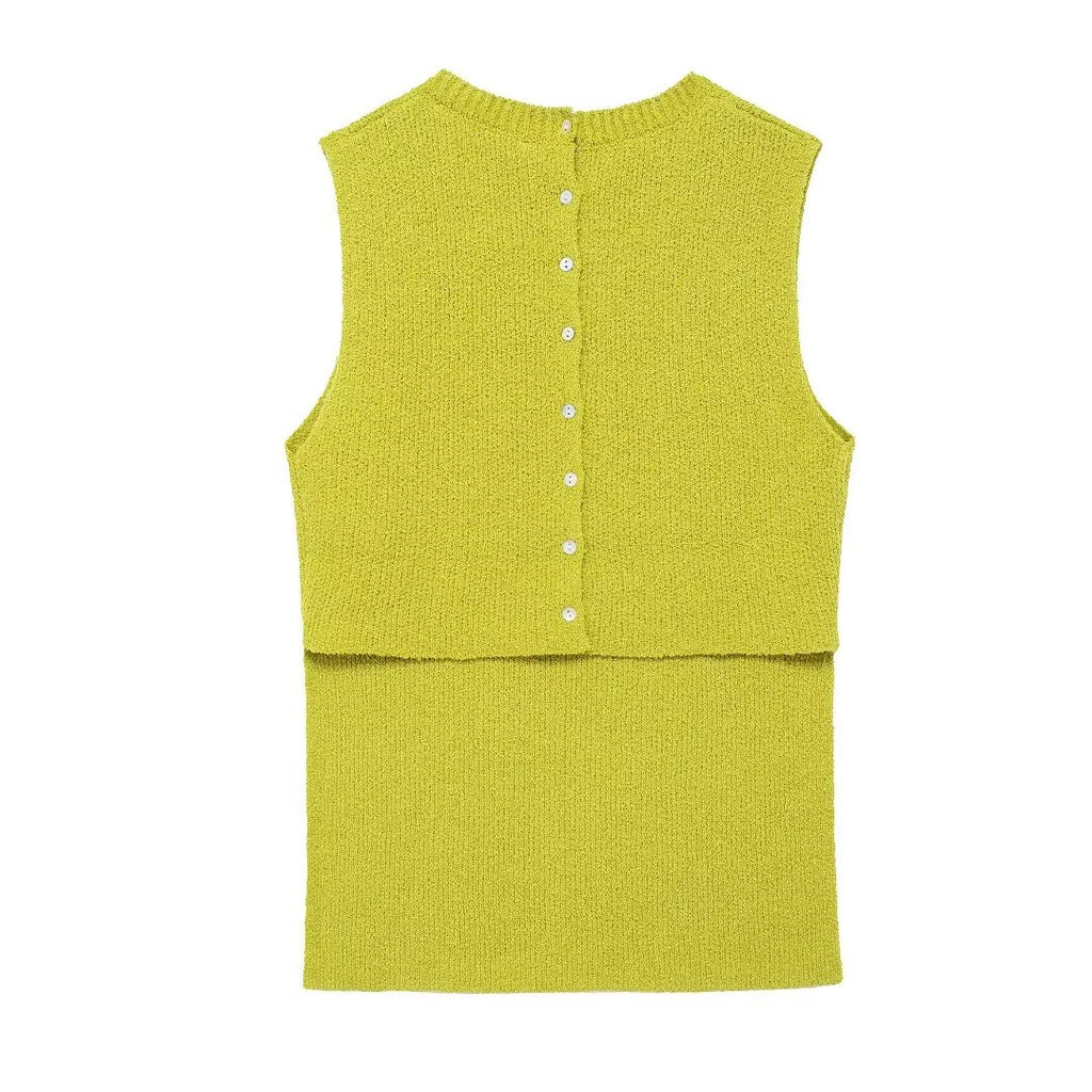 's Back Button Plain Stitch Top