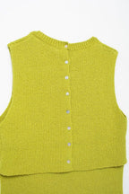's Back Button Plain Stitch Top