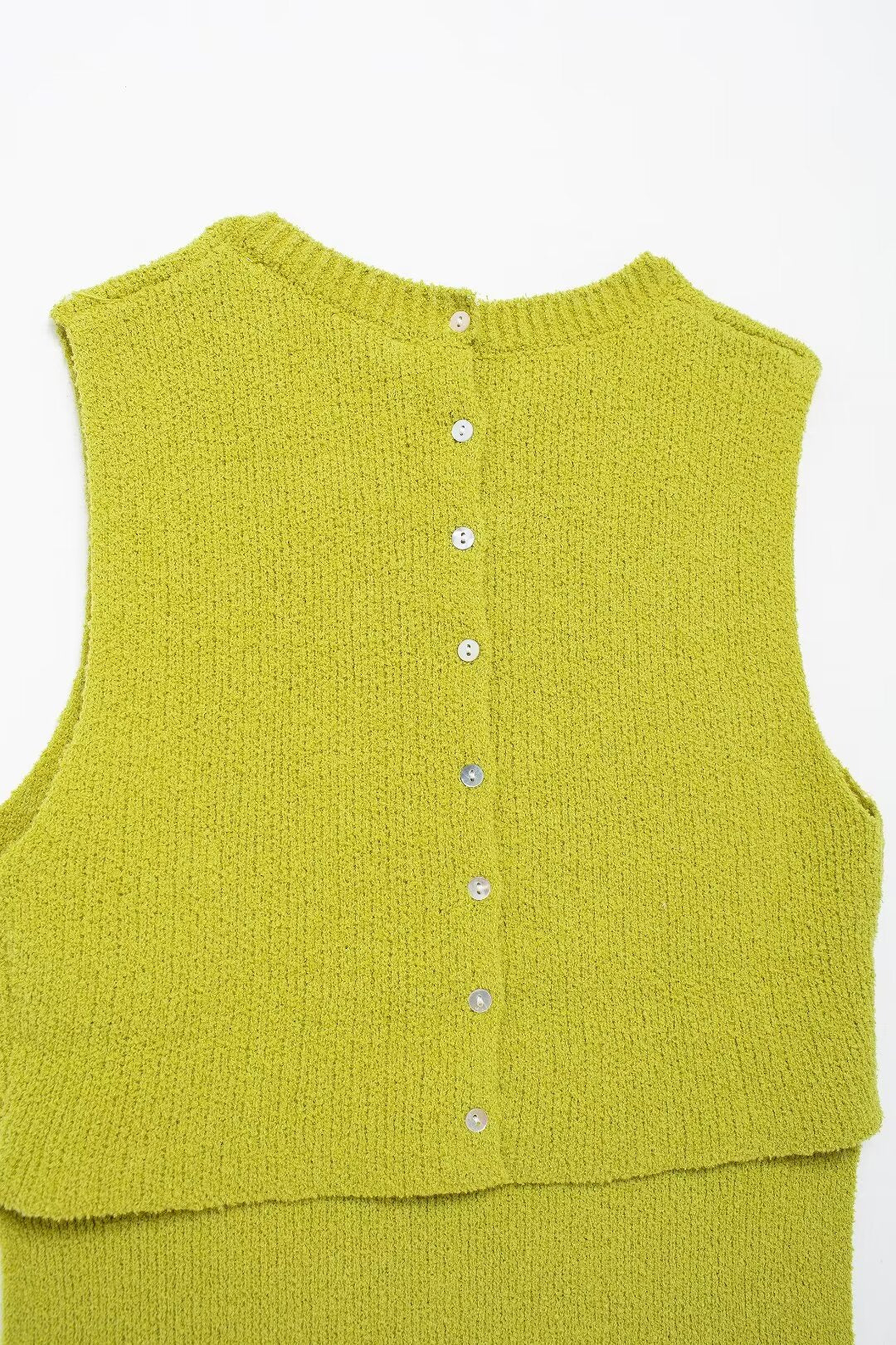 's Back Button Plain Stitch Top