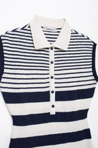 Button-Front Collared Knit Dress
