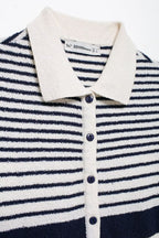 Button-Front Collared Knit Dress