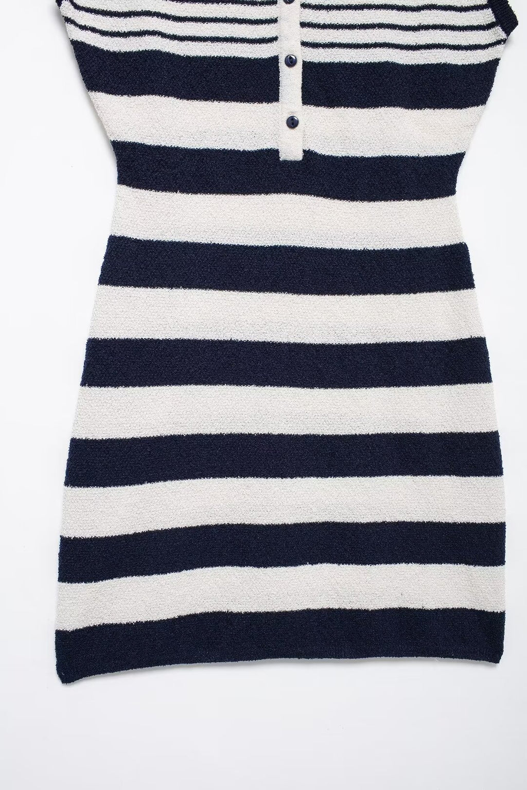 Button-Front Collared Knit Dress