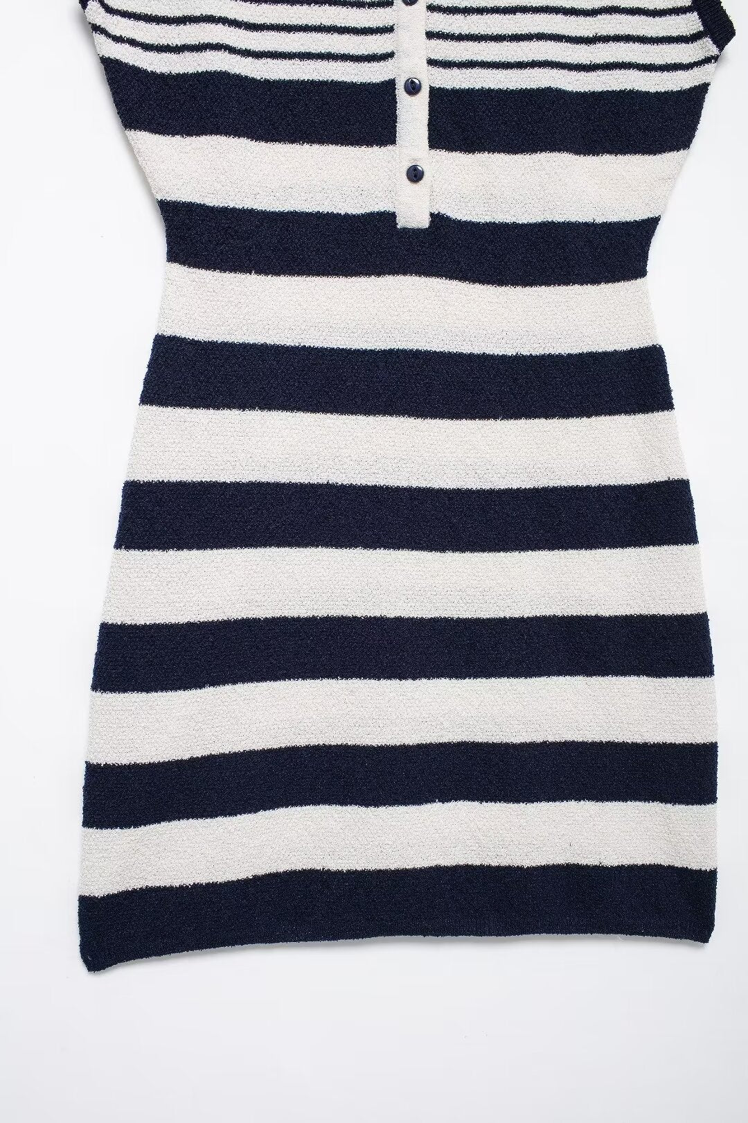 Button-Front Collared Knit Dress
