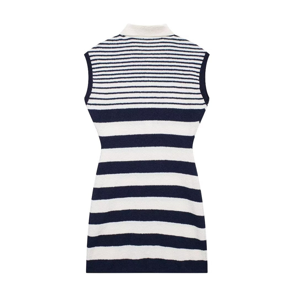 Button-Front Collared Knit Dress