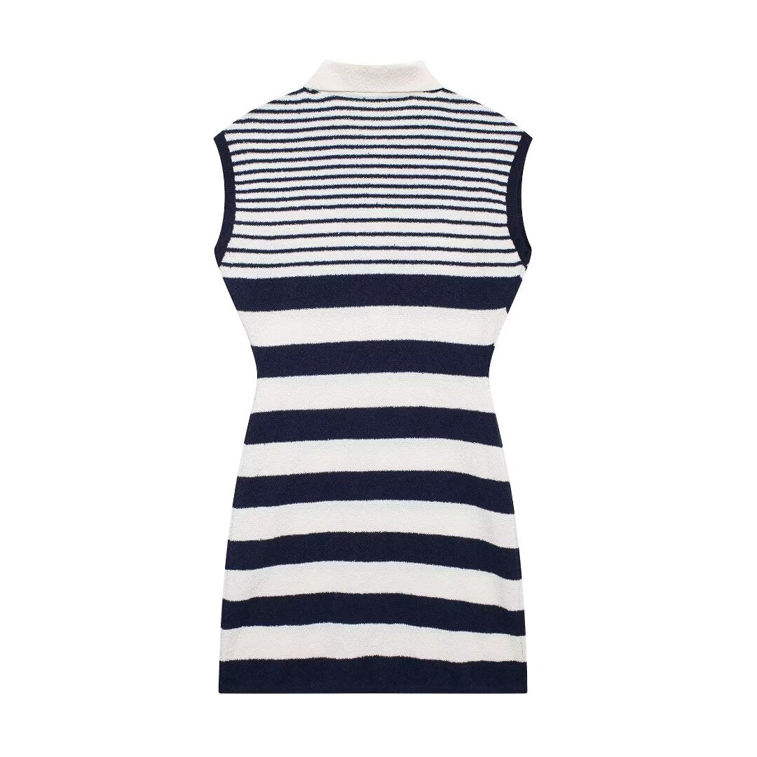 Button-Front Collared Knit Dress