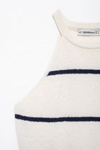 Women's Summer Diagonal Cut Knitted Camisole Striped Pants