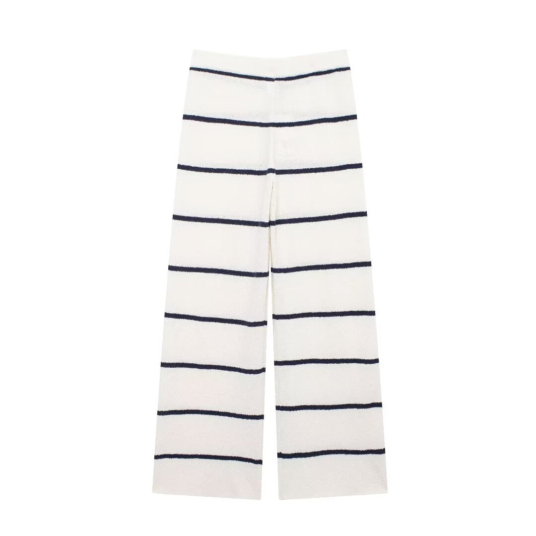 Women's Summer Diagonal Cut Knitted Camisole Striped Pants