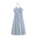 Women's Holiday Halterneck Printed Dress