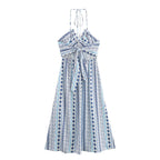 Women's Holiday Halterneck Printed Dress