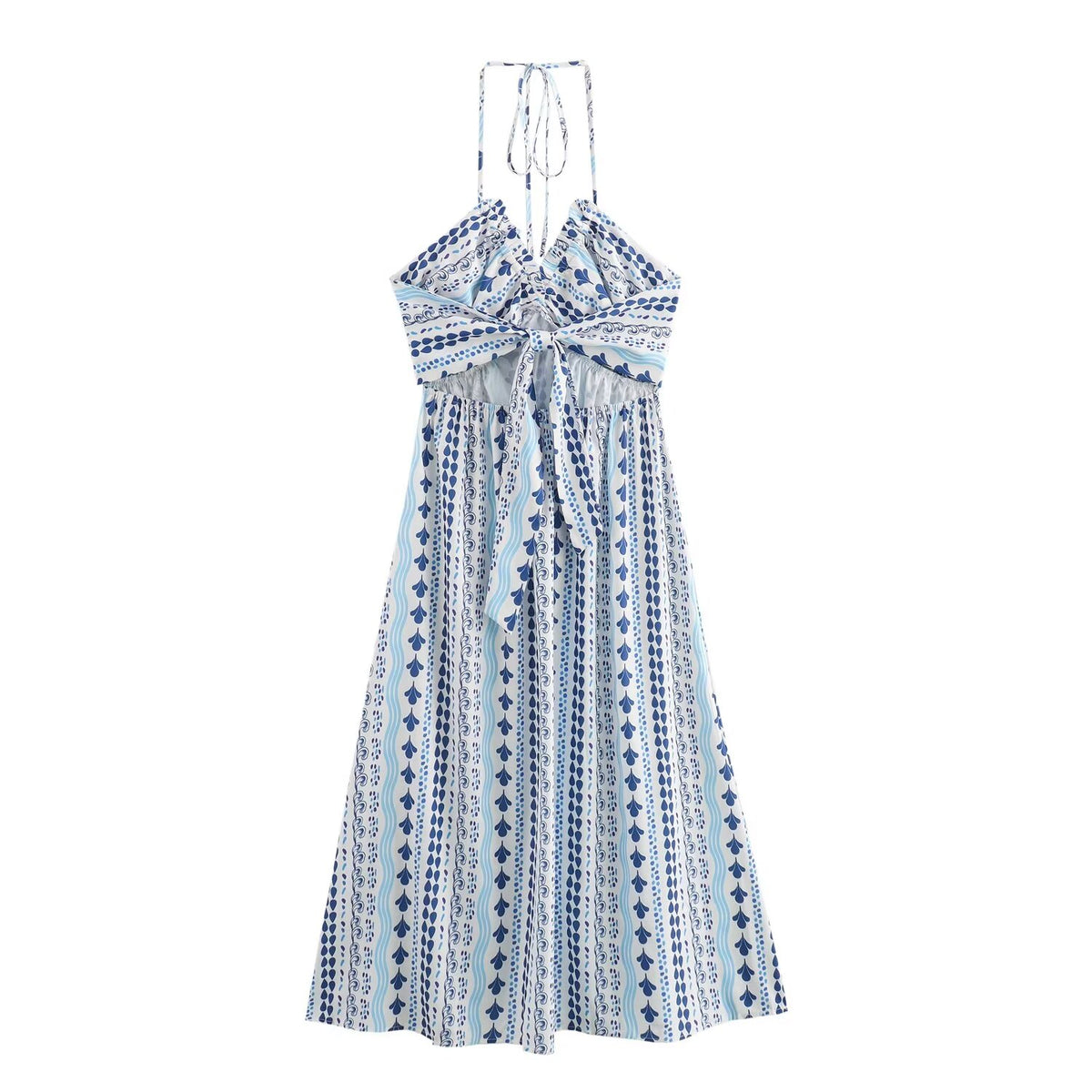Women's Holiday Halterneck Printed Dress