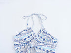 Women's Holiday Halterneck Printed Dress