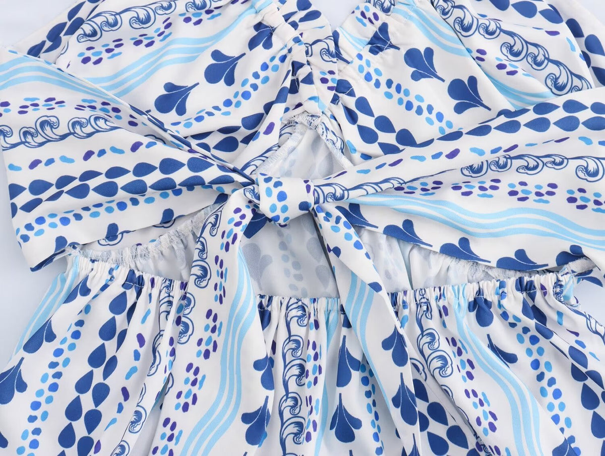Women's Holiday Halterneck Printed Dress