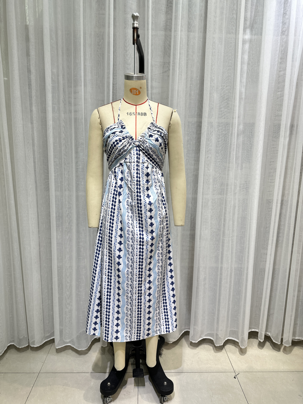 Women's Holiday Halterneck Printed Dress