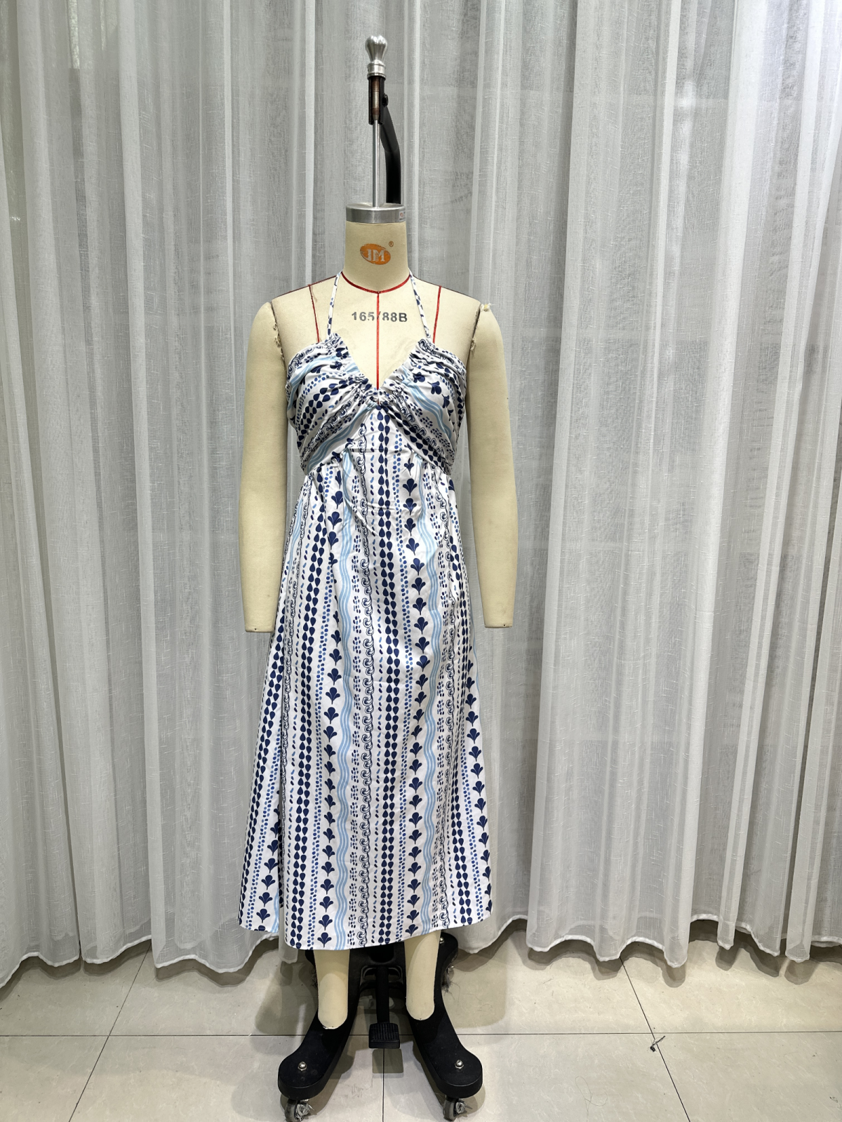 Women's Holiday Halterneck Printed Dress