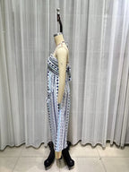 Women's Holiday Halterneck Printed Dress