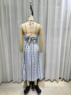 Women's Holiday Halterneck Printed Dress