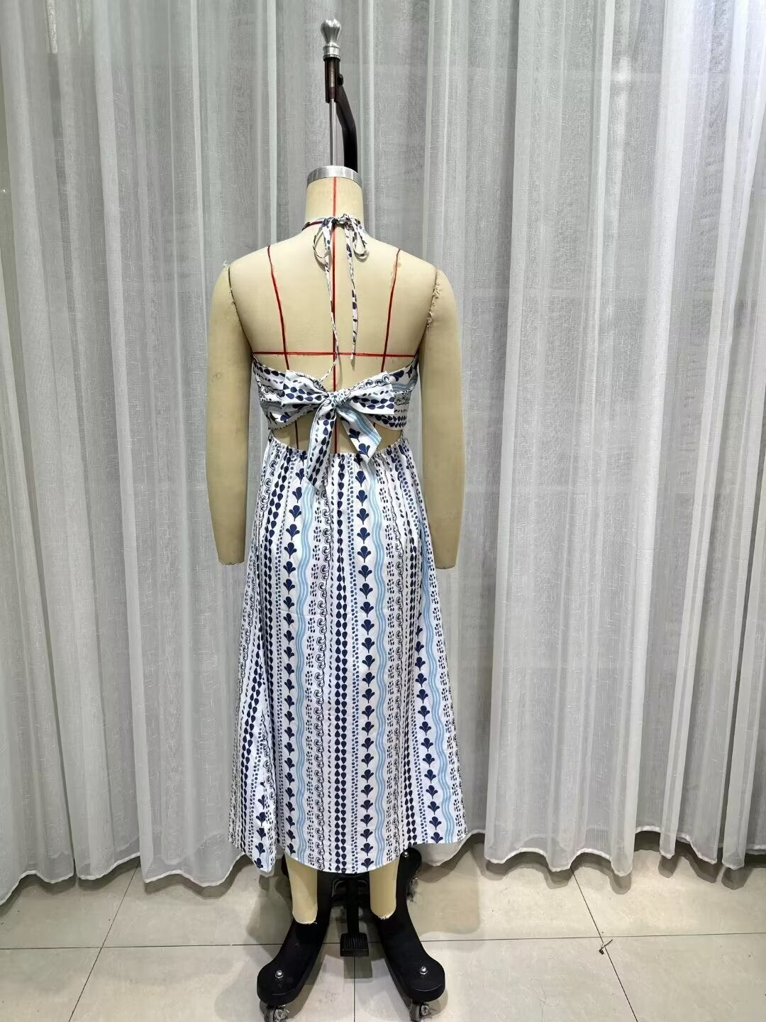 Women's Holiday Halterneck Printed Dress