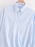 Women's Summer Women Clothing Stylish Simple Bowknot Decoration Poplin Shirt