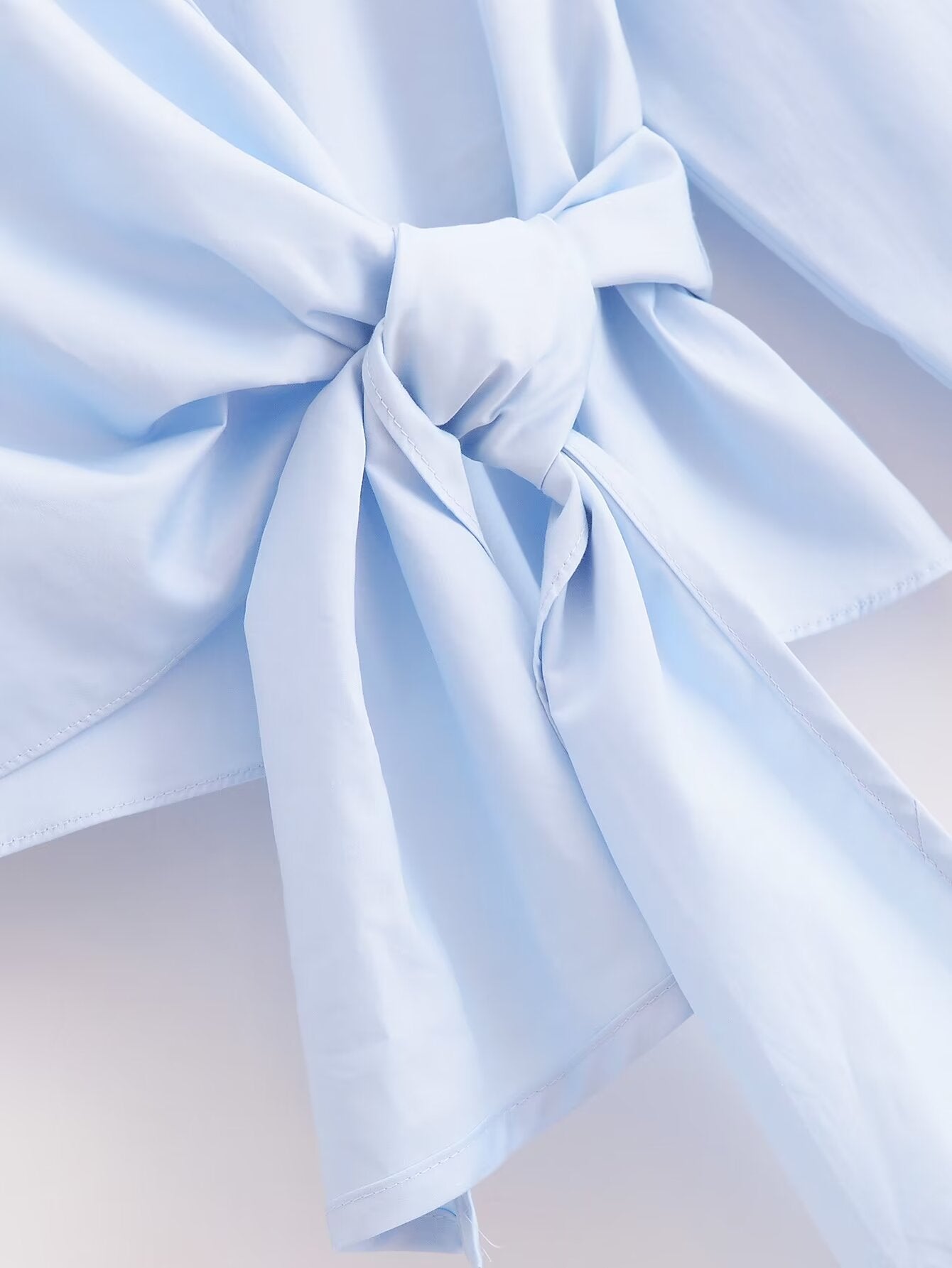 Women's Summer Women Clothing Stylish Simple Bowknot Decoration Poplin Shirt