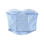 Women’s Blue Plaid Strapless Tube Top