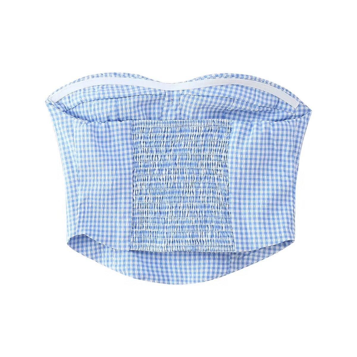 Women’s Blue Plaid Strapless Tube Top