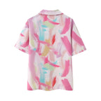 Women's Collared Print Short Sleeve Shirt