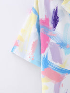 Women's Collared Print Short Sleeve Shirt