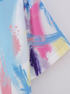Women's Collared Print Short Sleeve Shirt