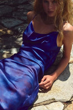 Printed Satin Cowl-Neck Dress