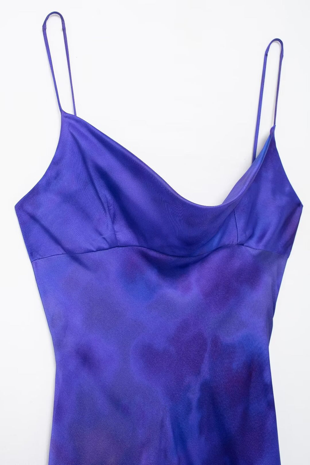 Printed Satin Cowl-Neck Dress