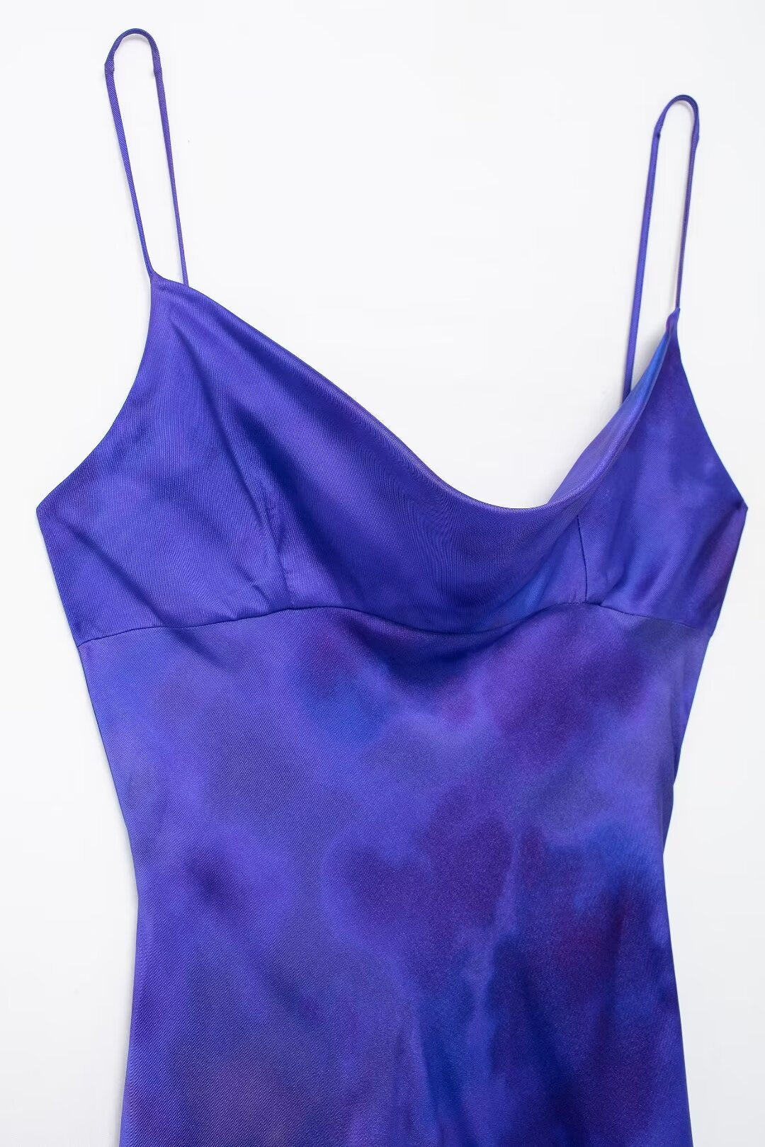 Printed Satin Cowl-Neck Dress