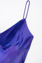Printed Satin Cowl-Neck Dress