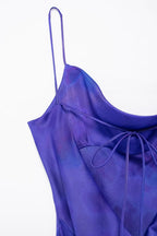 Printed Satin Cowl-Neck Dress