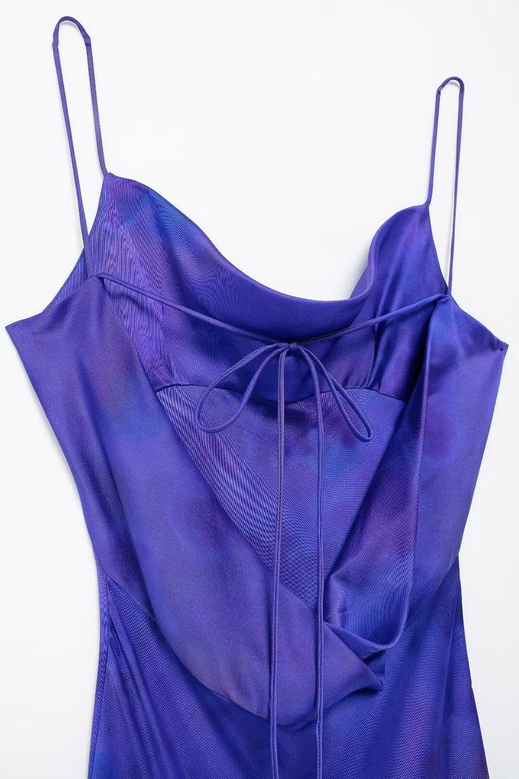 Printed Satin Cowl-Neck Dress