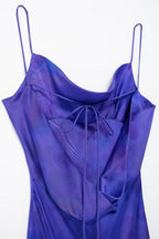 Printed Satin Cowl-Neck Dress