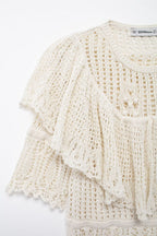 Women’s Ivory Ruched Knit Short Sleeve Top