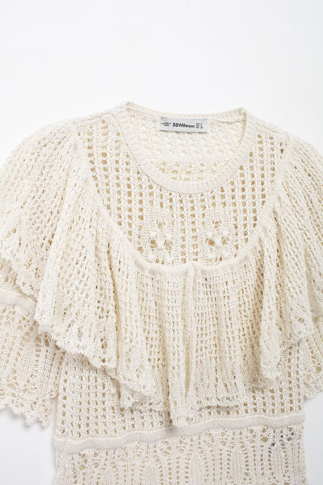 Women’s Ivory Ruched Knit Short Sleeve Top