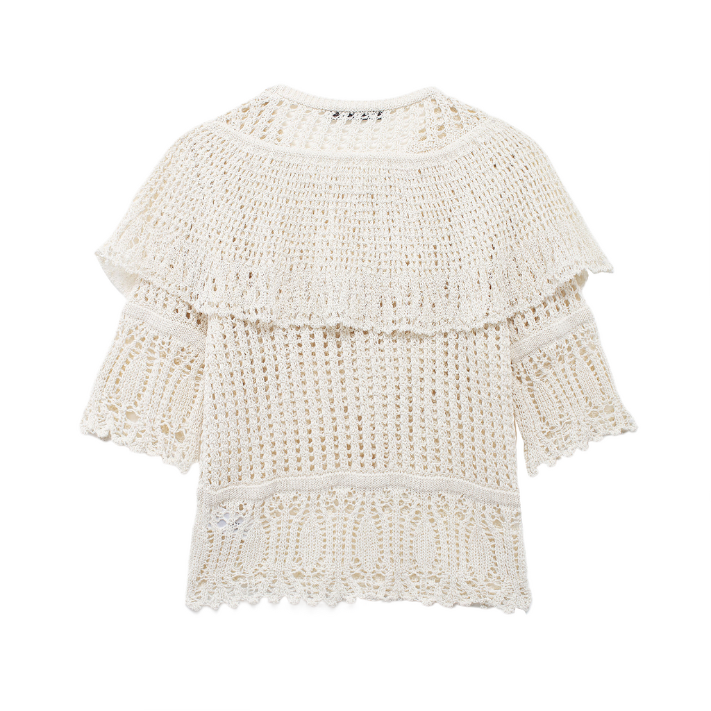 Women’s Ivory Ruched Knit Short Sleeve Top