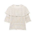 Women’s Ivory Ruched Knit Short Sleeve Top