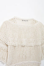 Women’s Ivory Ruched Knit Short Sleeve Top