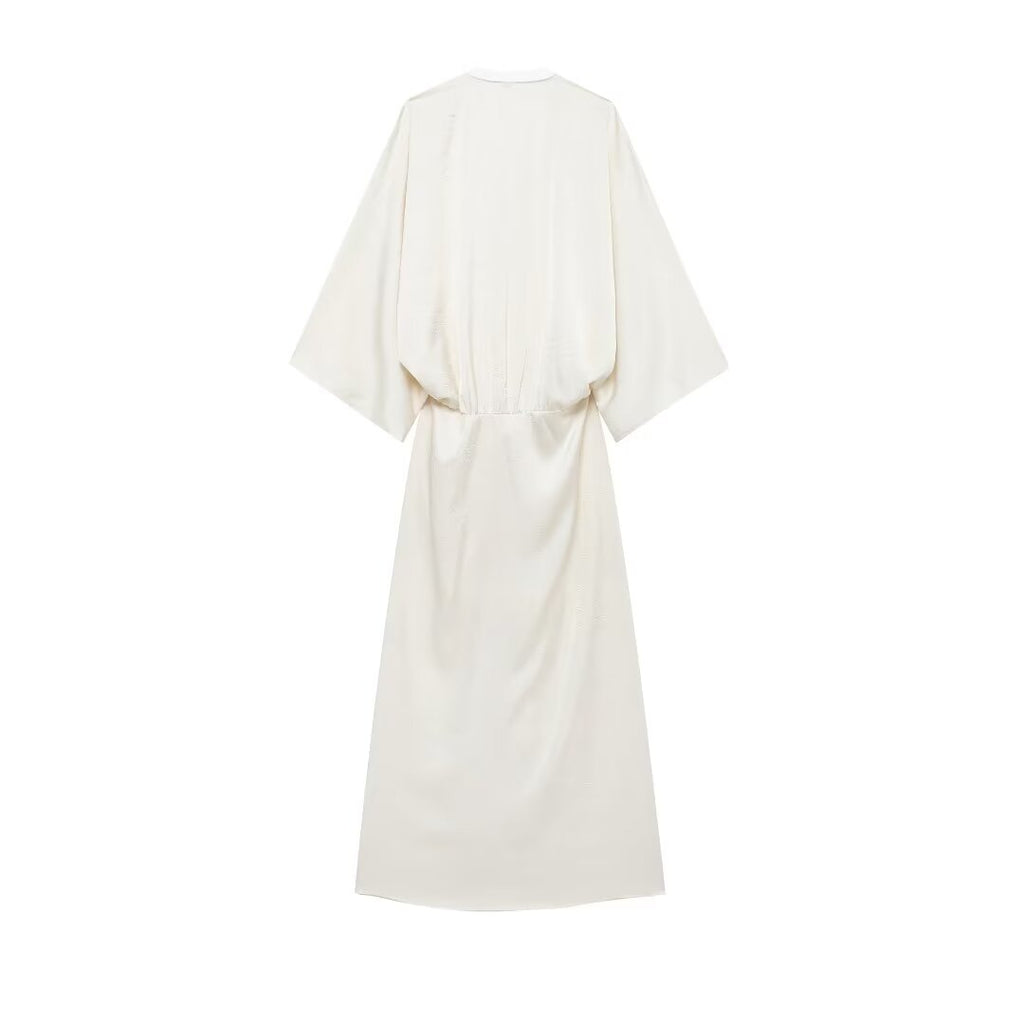 Solid-Color Pleated Midi Dress