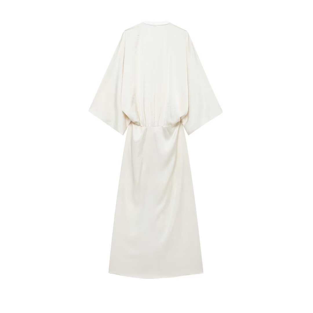 Solid-Color Pleated Midi Dress