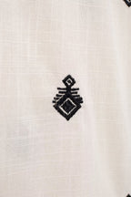 Women's Summer Color Contrast Embroidered Short Sleeve Shirt Outfit