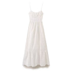 Women's Summer Embroidered Back Lace Up Vacation Sling Dress