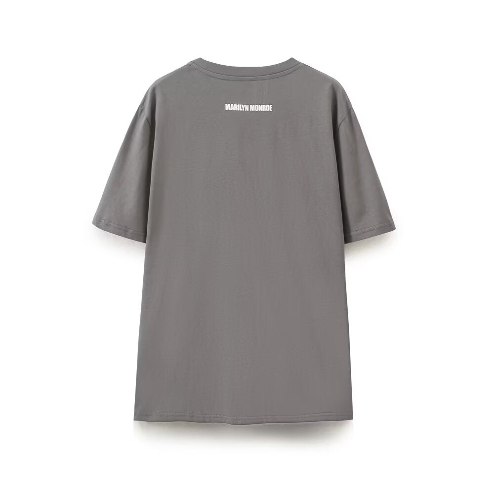 Women's Summer Women Clothing All Match Loose Simple Printed T Shirt